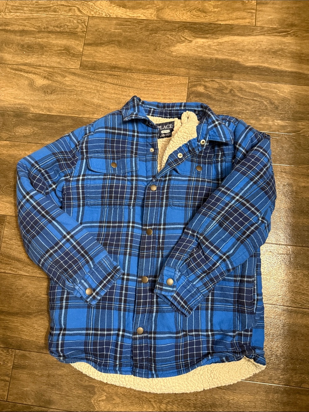 The Children's Place Blue Plaid Sherpa-Lined Puffer Jacket